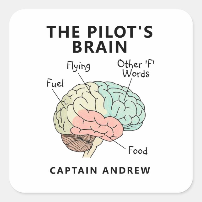 Moderner Pilot Name | Lustige Luftfahrt Quadratischer Aufkleber (Vorderseite)