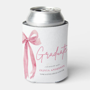 Moderner Pink Bow Coquette Graduate Abschluss Dosenkühler