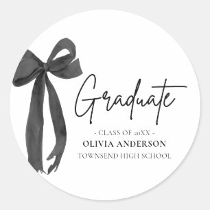 Moderner Pink Bow Coquette Graduate Abschluss Runder Aufkleber