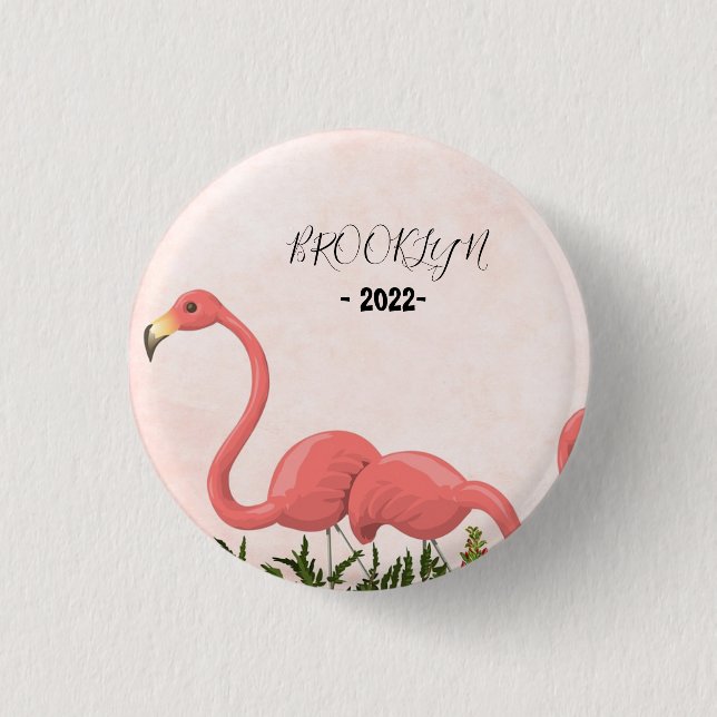 Moderner Pink Flamingo Square Paper Untersetzer Button (Vorderseite)