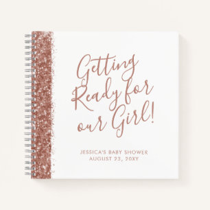Moderner Pink Glitzer Baby Duschgast  Notizbuch