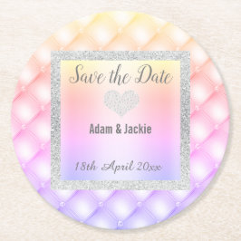 MODERNER PINK PASTEL DIAMOND SAVE THE DATE UNTERSE RUNDER PAPPUNTERSETZER