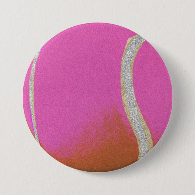 Moderner Pink Tennisball mit Imitat Glitzer Line Button (Vorderseite)