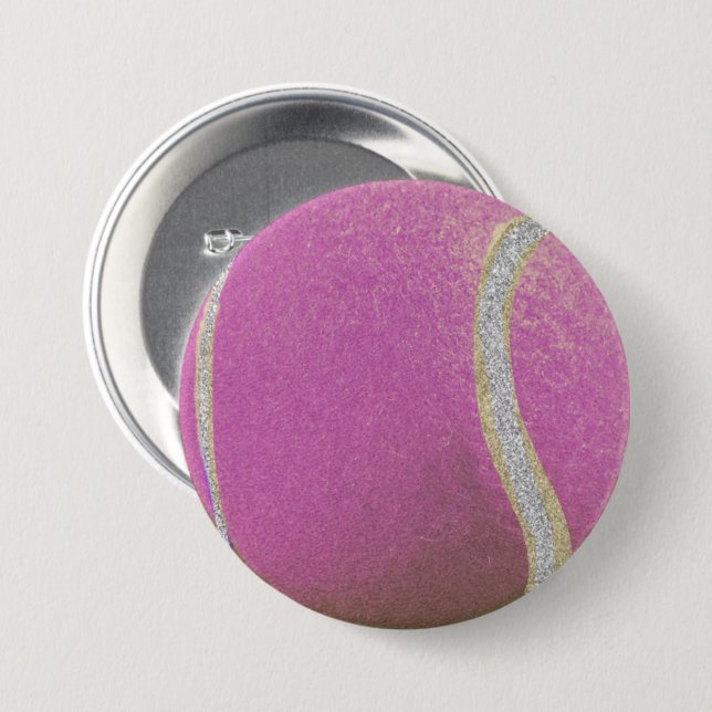 Moderner Pink Tennisball mit Imitat Glitzer Line Button (Vorne & Hinten)