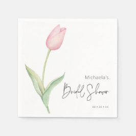 Moderner Pink Tulip Solo Brautparty Cocktail Serviette