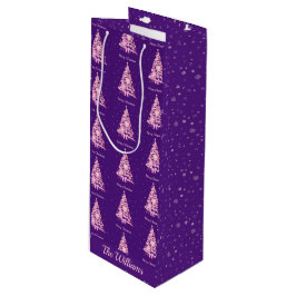 Moderner Pink Weihnachtsbaum Individuelle Name Lil Geschenktüte Für Weinflaschen