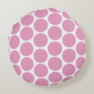 MODERNER PINK, WEISSE POLKA-PUNKTE RUNDES KISSEN
