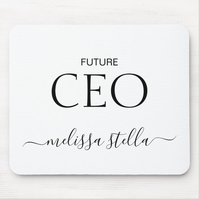 Moderner Pinker Future CEO Name | Bestes Weibliche Mousepad (Vorne)