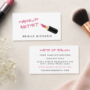 Moderner Pinker Lippenstift-Make-up-Artist Visitenkarte