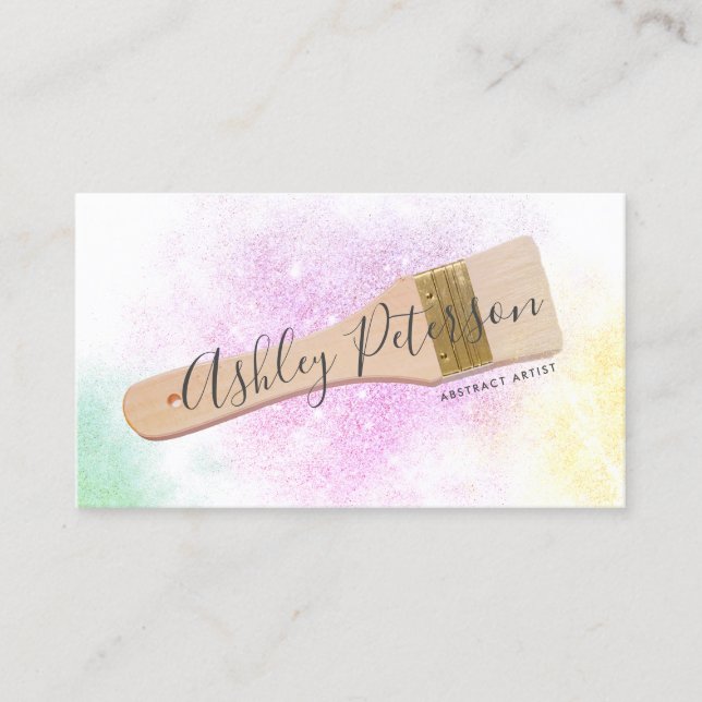 Moderner Pinselstrich Foto Rosa Glitzer Visitenkarte (Vorderseite)