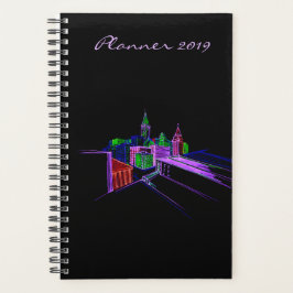 Moderner Planer 2019 Black Vibrant City Art