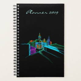 Moderner Planer 2019 Black Vibrant City Art