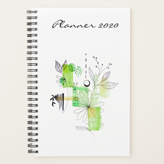 Moderner Planer 2020 Grüne Kunst Abstrakt (Vorderseite)
