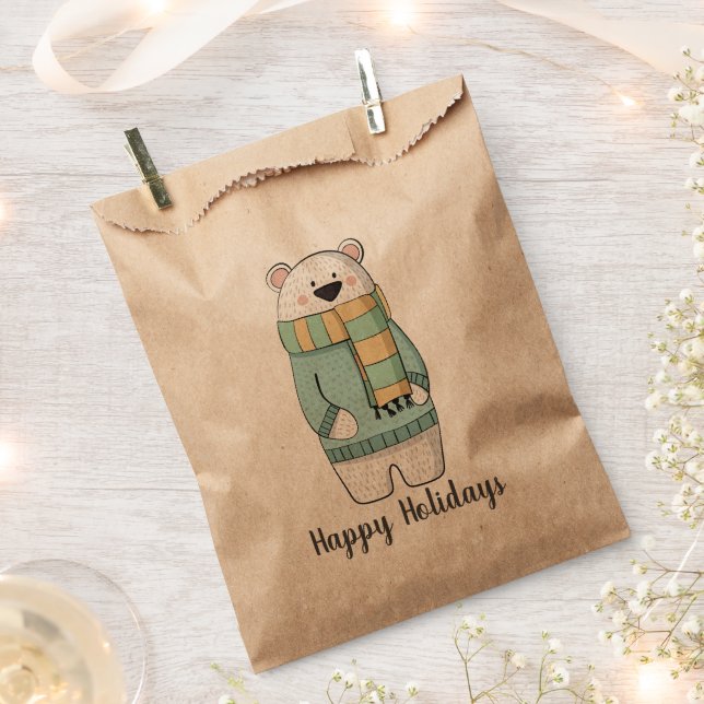 Moderner Polarbär in Sweater individuell anpassbar Geschenktütchen (Ausgeschnitten)