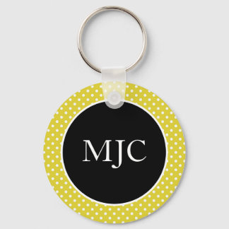 Moderner Polka Dot Personalisierter Tastenring Schlüsselanhänger
