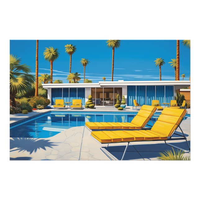 Moderner Pool Mitte des Jahrhunderts Fotodruck (Vorne)