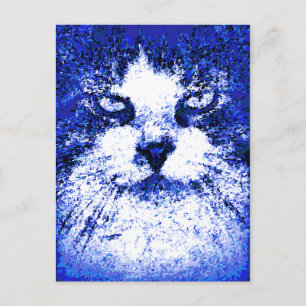 Moderner Pop Art Cat Blue Postkarte