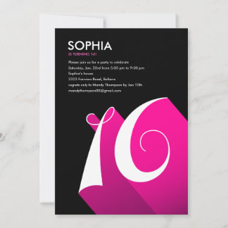 Moderner Pop Süß 16 Party Einladungen