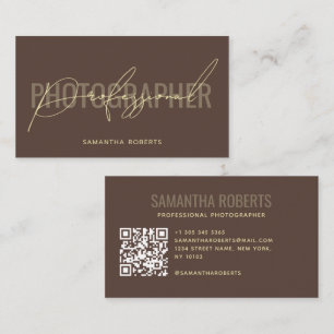 Moderner professioneller Fotograf QR-Code braun Visitenkarte