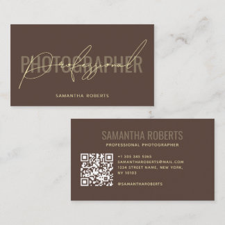 Moderner professioneller Fotograf QR-Code braun Visitenkarte