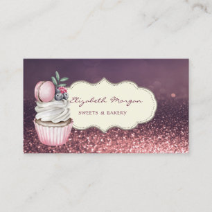 Moderner Profi,Glitter Bokeh,Cupcake Macaron Visitenkarte