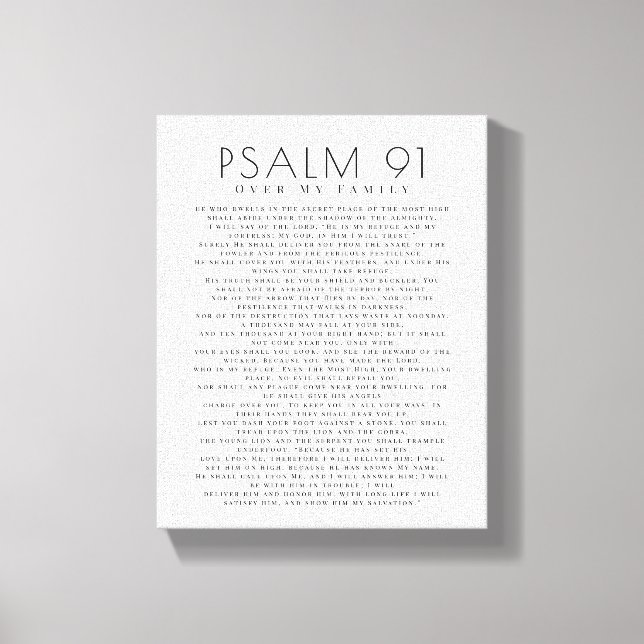 Moderner Psalm 91 über meine Familie Christlich Leinwanddruck (Vorderseite)