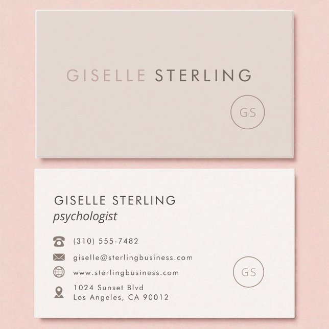 Moderner Psychologe Blush Pink Minimalistisch Luxu Visitenkarte (Von Creator hochgeladen)