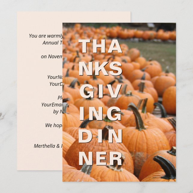 Moderner Pumpkin-Erntedank Einladung (Vorne/Hinten)