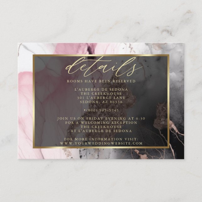 Moderner QR-Code Abstrakte Rose Kohle Gold Begleitkarte (Vorderseite)