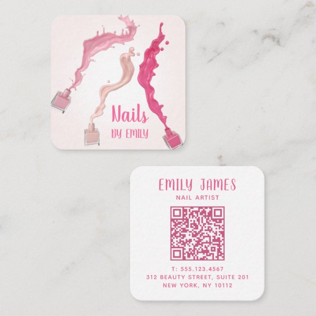 Moderner QR Code Beruflich Nail Wellness-Center Sa Quadratische Visitenkarte (Vorne/Hinten)