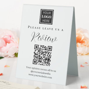 Moderner QR-Code Bitte Verlass uns einen Überblick Tischaufsteller