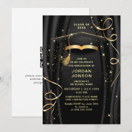Moderner QR-Code der Golden Black Graduation Party Einladung