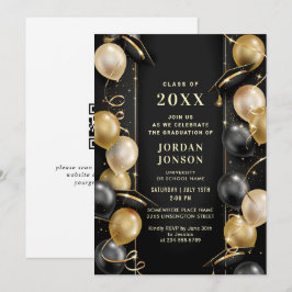 Moderner QR-Code der Golden Black Graduation Party Einladung