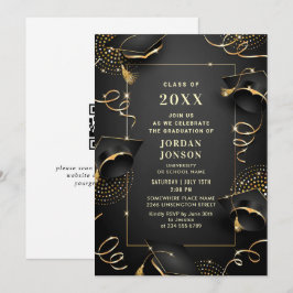 Moderner QR-Code der Golden Black Graduation Party Einladung