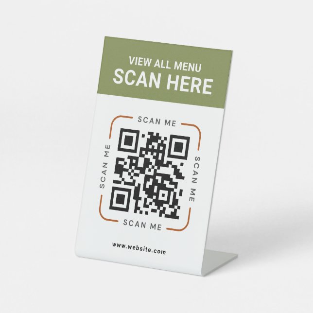 Moderner QR-Code | Digitaler Menütisch-Schild Sockelschild (Vorderseite)