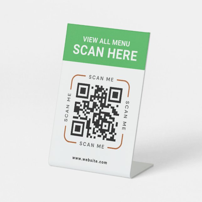 Moderner QR-Code | Digitaler Menütischaufsteller Sockelschild (Vorderseite)