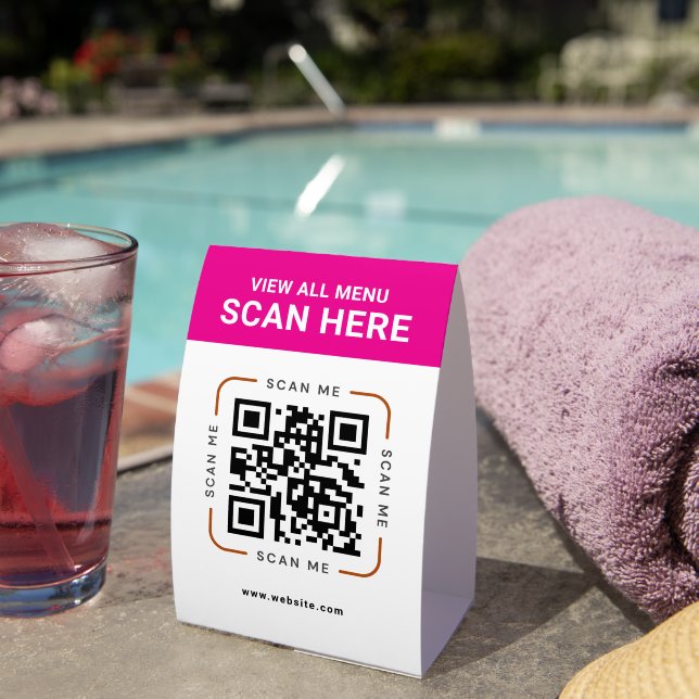Moderner QR-Code | Digitales Menü Tischaufsteller (In Situ (auf dem Tisch))