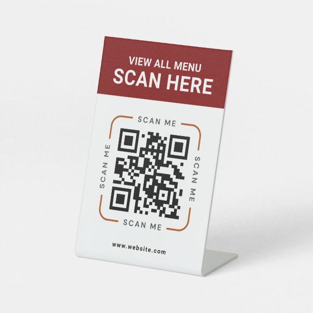 Moderner QR-Code | Digitales Menütisch-Schild Sockelschild (Vorderseite)
