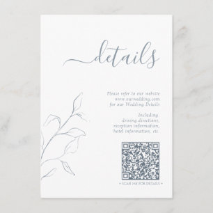 Moderner QR Code Dusty Blue Wedding Details Begleitkarte