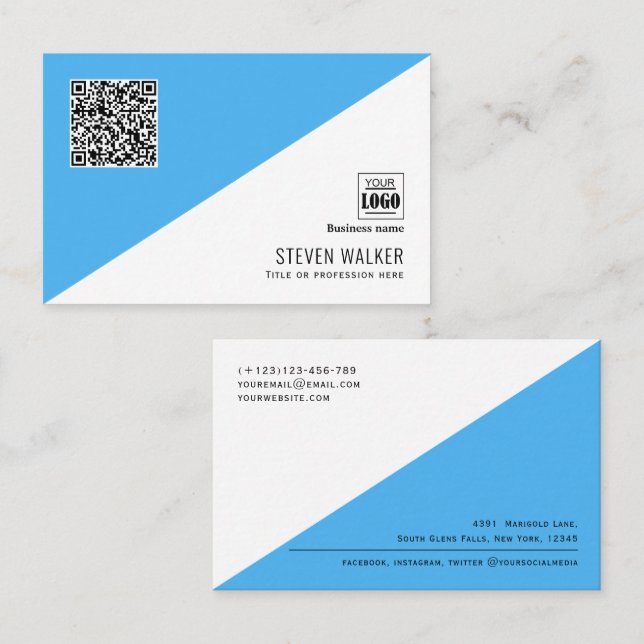 Moderner QR-Code Einfaches Berufliches Unternehmen Visitenkarte (Vorne/Hinten)