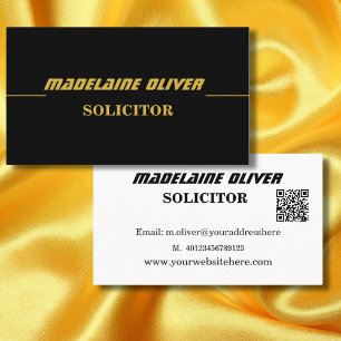 Moderner QR-Code Elegant Sleek Solicitor Black Visitenkarte