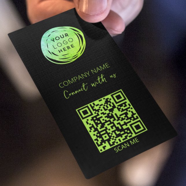 Moderner QR-Code Fluoreszenzgrün Visitenkarte (Von Creator hochgeladen)