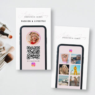 Moderner QR-Code für 6 Foto Gefüttert Grid Social Visitenkarte