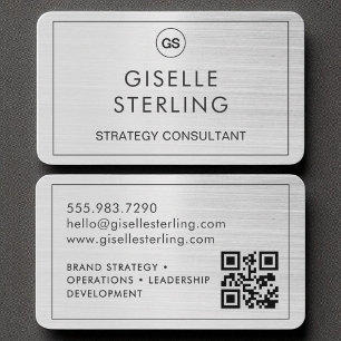 Moderner QR-Code für das Silber-Monogramm Visitenkarte