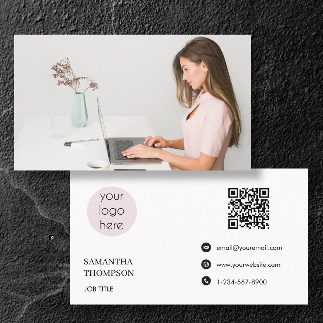 Moderner QR-Code für einfache Minimal-Business-Log Visitenkarte (Modern Simple Minimal Business Logo QR Code Business Card)
