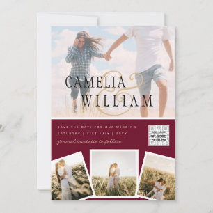 Moderner QR-Code für FOTO Rett Datum Hochzeit Einl Einladung