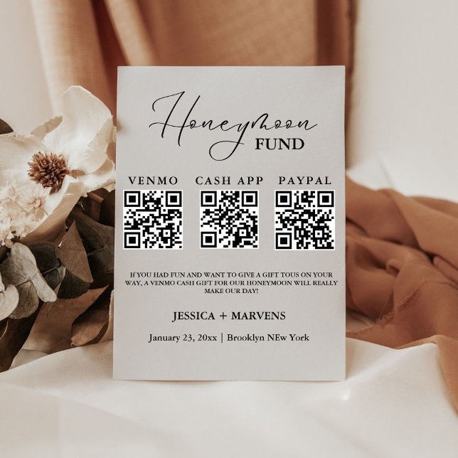 Moderner QR-Code für Hochzeitsflitterwochen Sockelschild (Von Creator hochgeladen)