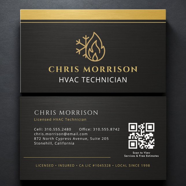 Moderner QR-Code für HVAC-Techniker Visitenkarte (Von Creator hochgeladen)