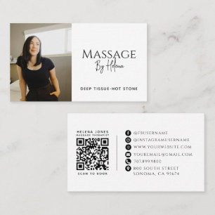Moderner QR-Code für Massagetherapeuten-Foto Visitenkarte