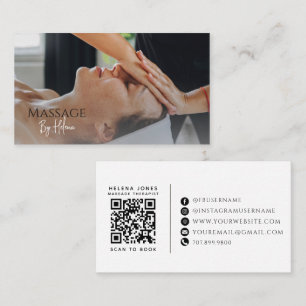 Moderner QR-Code für Massagetherapeuten-Foto Visitenkarte